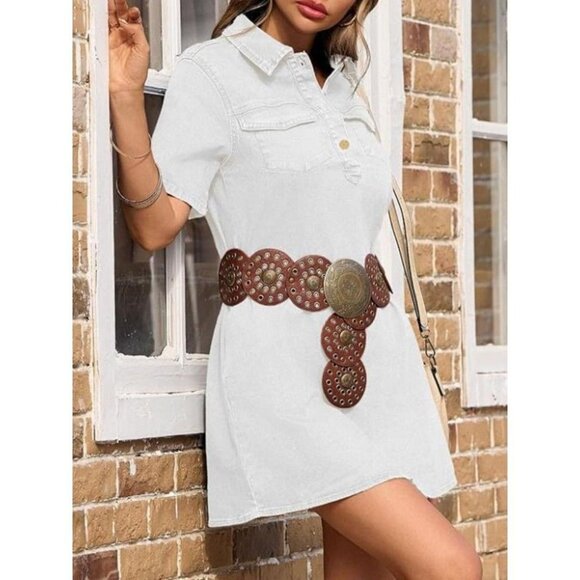 Short Sleeve Denim Dress - Picture 5 of 7